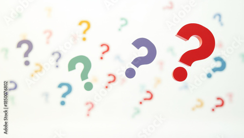 multicolored question marks on a white background