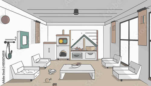 Modern Living Room Interior with Furniture and Decorations