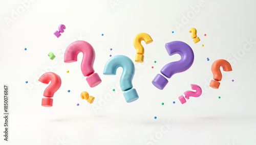 multicolored question marks on a white background