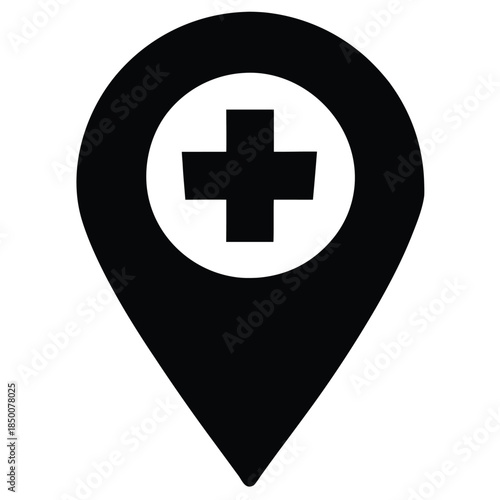 medical location pin vector on white background