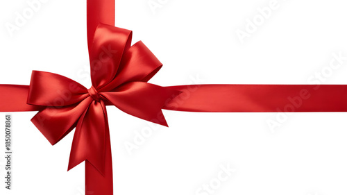 Red Bow and Crossed Ribbon image Isolated on transparent