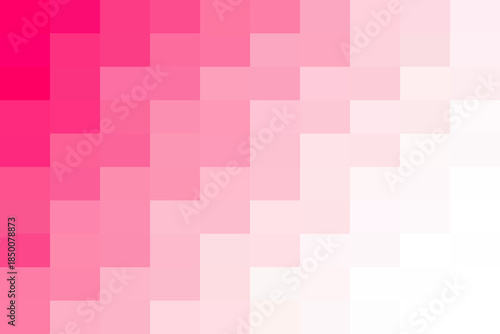 Pixelated pink and white gradient background with square blocks. abstract digital mosaic pattern blending vibrant magenta to clean white for design.