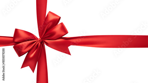 Red Bow and Crossed Ribbon image Isolated on transparent background