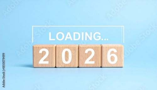 2026 Loading Progress Bar with Wooden Blocks
