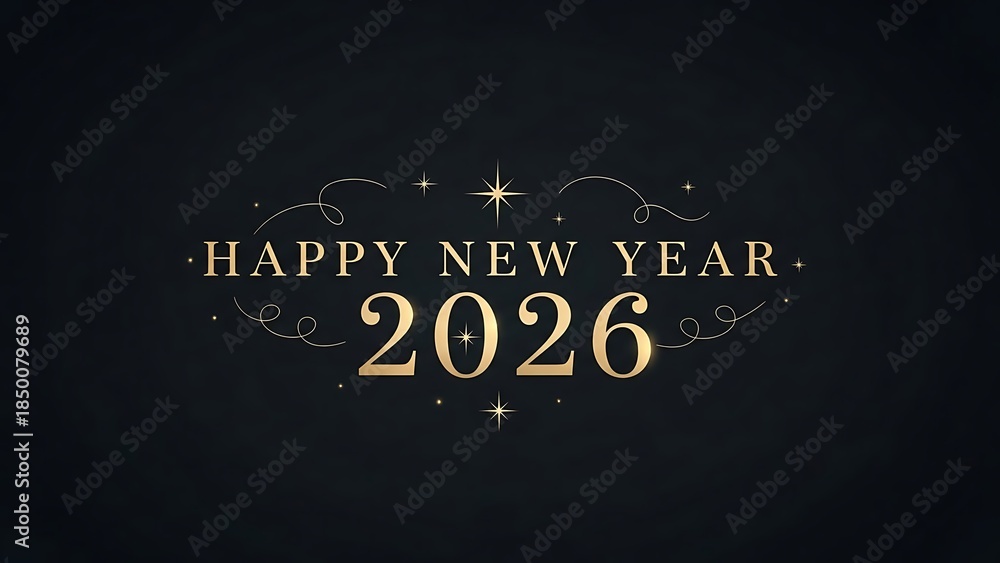 Obraz premium Dark Elegant Happy New Year 2026 Typography Background