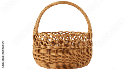 Hand Made Wicker Basket image Isolated on transparent