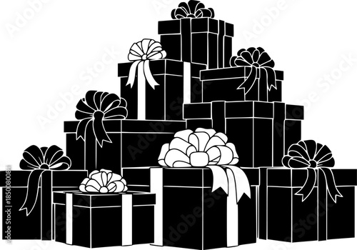 Gift Present Boxes Vector Silhouette Illustration

