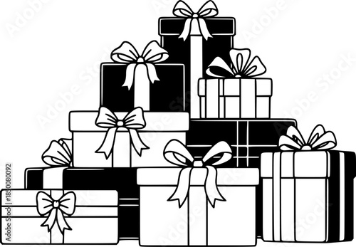 Gift Present Boxes Vector Silhouette Illustration
