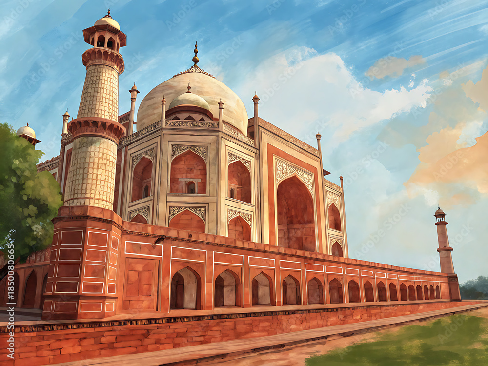 Fototapeta premium Jantar Mantar structures rendered in expressive brush textures