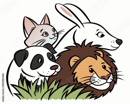 Animal Heads Bundle Cat Dog Rabbit Lion Pand