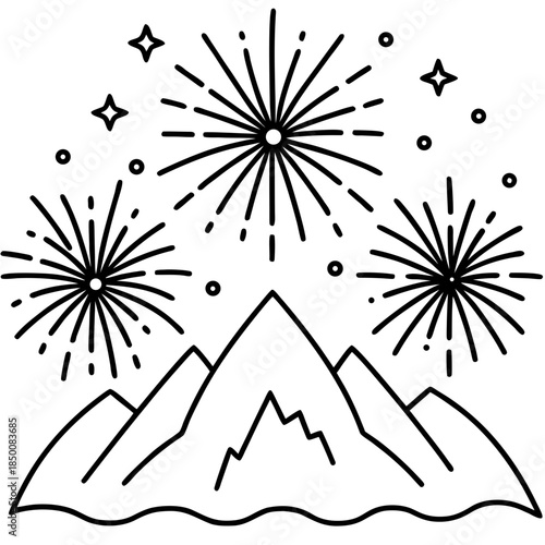 115 Fireworks Above Frozen Mountain Landscape Mi (2)