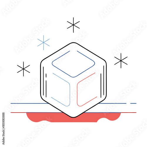 Ice Cube Outline With Geometric Edges
