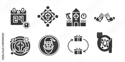 Christmas Eve  glyph icon set collection