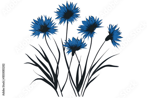 Wallpaper Mural Blue Cornflower: A stunning group of blue cornflower, each petal intricately formed, showcase the natural artistry of these botanical treasures. Torontodigital.ca