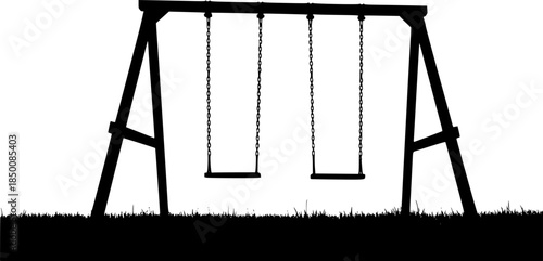 Playground Swing Set Vector Silhouette Illustration
