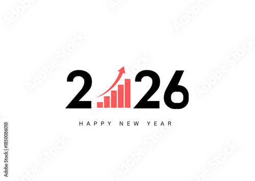 2026, Happy New Year 2026, Design template with typography logo 2026 for celebration and season decoration. Minimalist New Logo.