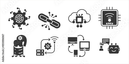 Industry 4.0 glyph icon set collection