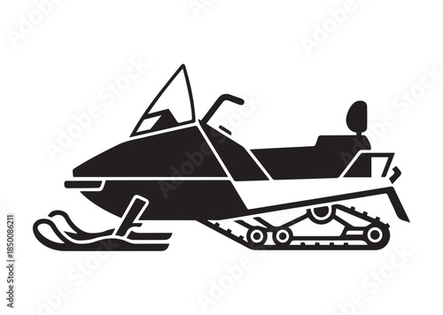 Snowmobile icon, Snowmobile Black silhouette vector