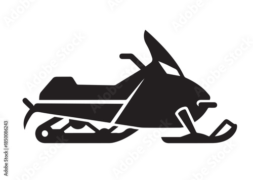 Snowmobile icon, Snowmobile Black silhouette vector