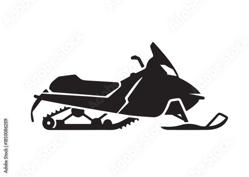 Snowmobile icon, Snowmobile Black silhouette vector