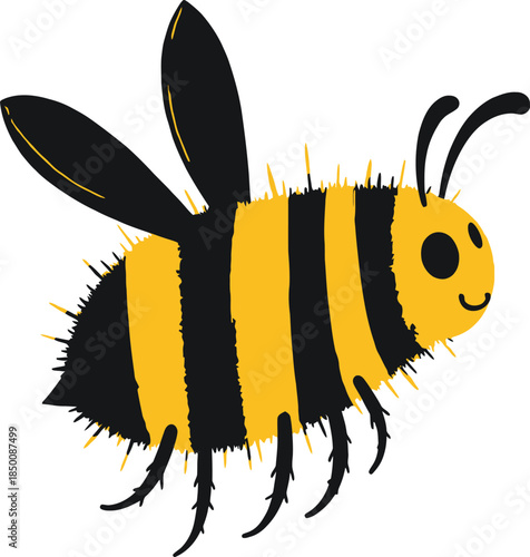 Vector art of a cute cartoon bee isolated on white background