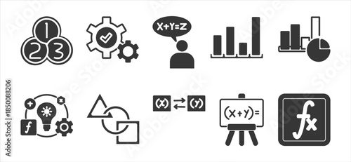 mathematics  glyph icon set collection