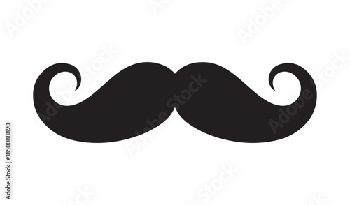 Classic black handlebar mustache icon, a bold symbol of masculinity, vintage style, and whimsical character.