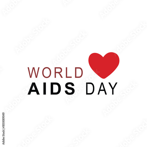 World AIDS Day typography logo with red heart icon