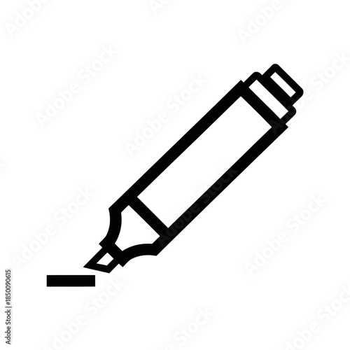 Highlighter pen icon outlining a section with a bold stroke on a white background Vector