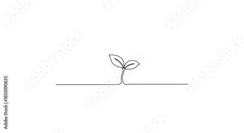 Minimalist one line drawing of a seedling representing growth and new life Vector