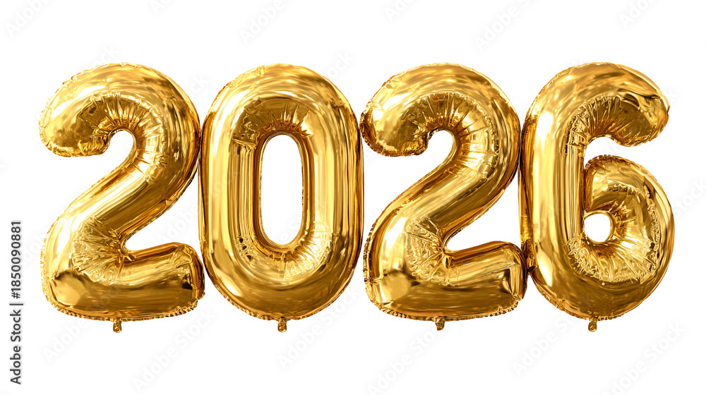 Fototapeta premium Celebrating the year 2026 with gold balloons