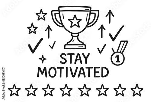 Stay motivated: trophy, stars, and medals for inspiration and achievement