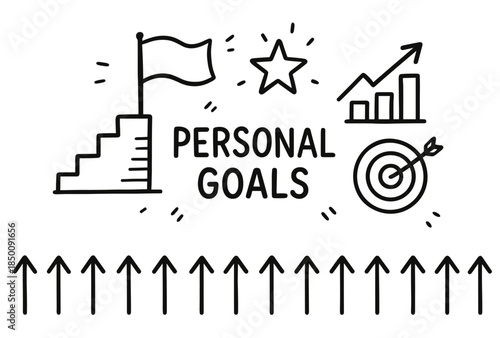 Personal goals growth and achievement concept with icons