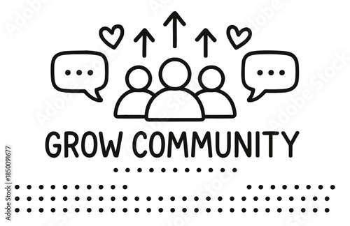 Community growth concept with speech bubbles and icons