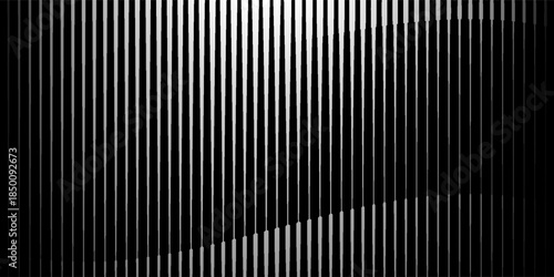 Thin line halftone gradient texture. Fading vertical stripe gradation background. Repeating wide pattern backdrop. Black parallel lines wallpaper for overlay, print, cover, banner, poster. Vector