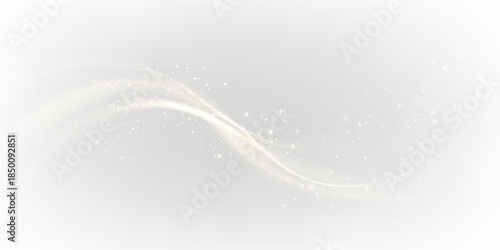 Konstfotografi Flowing golden light on a transparent background with smooth curves and sparkles