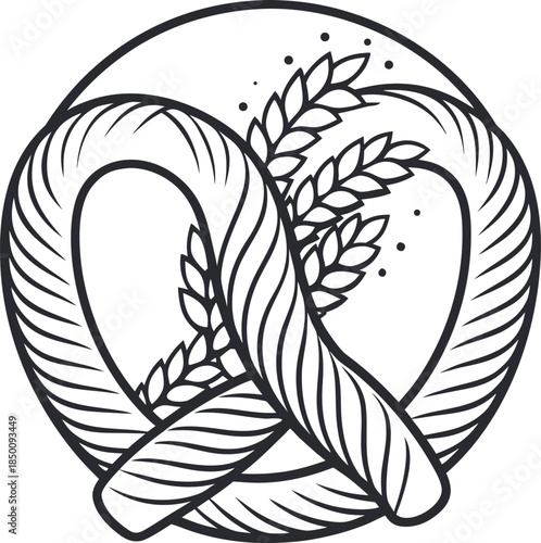 line drawing of a wheat pretzel on a white background.