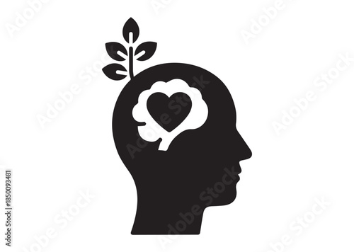 Mental Health icon, Mental Health Black silhouette vector