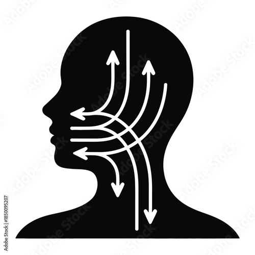 Silhouette of head showing airflow direction vector graphic