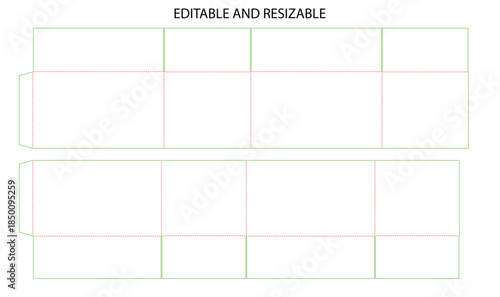 Editable and Resizable Packaging Box Die Line Vector Template Design