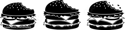set of burger bite icon vector illustration isolated on white background
