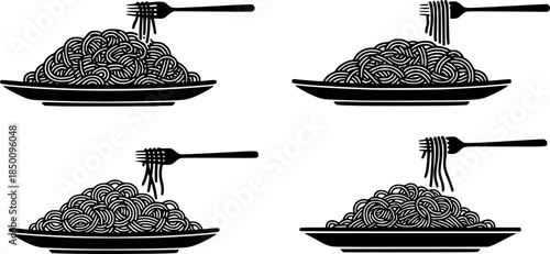 set of spaghetti plate icon vector illustration isolated on white background
