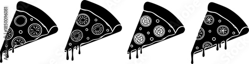 set of pizza slice icon vector illustration isolated on white background
