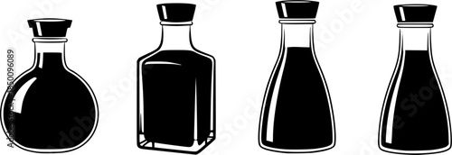 set of soy sauce bottle icon vector illustration isolated on white background
