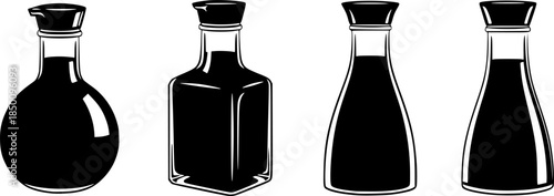 set of soy sauce bottle icon vector illustration isolated on white background
