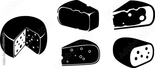 set of cheese block icon vector illustration isolated on white background
