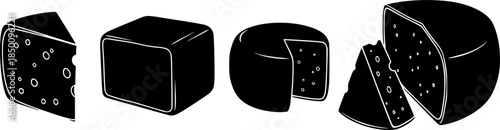 set of cheese block icon vector illustration isolated on white background
