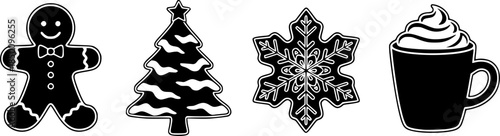 winter cookies vector design with black silhouette and white background

