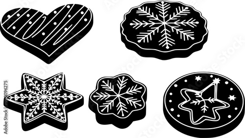 winter cookies vector design with black silhouette and white background
