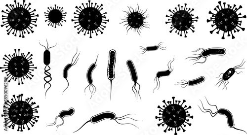 Virus Microbe Medical Vector Silhouette Illustration Icon

